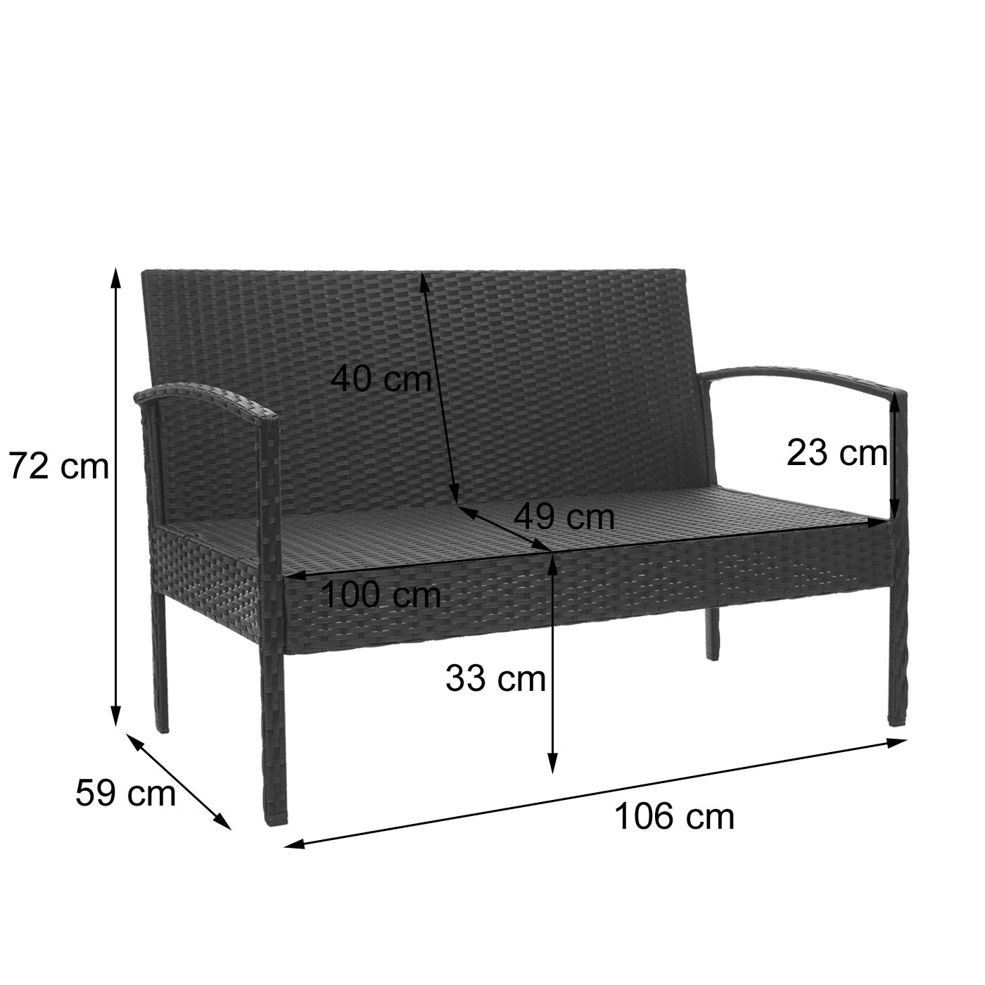 Poly-Rattan Garnitur MCW-F56, Balkon-/Garten-/Lounge-Set Sitzgruppe ~ braun, Kissen dunkelgrau