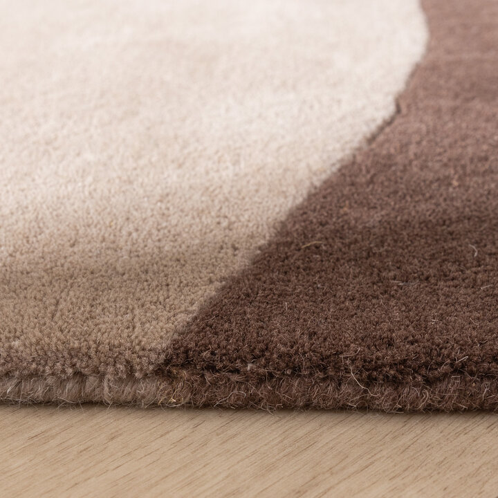 Wollen abstract vloerkleed - Clarice Bruin/Beige