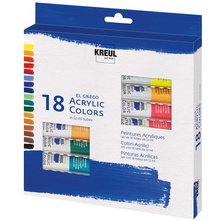 Peinture acrylique el greco, 12ml, set de 18