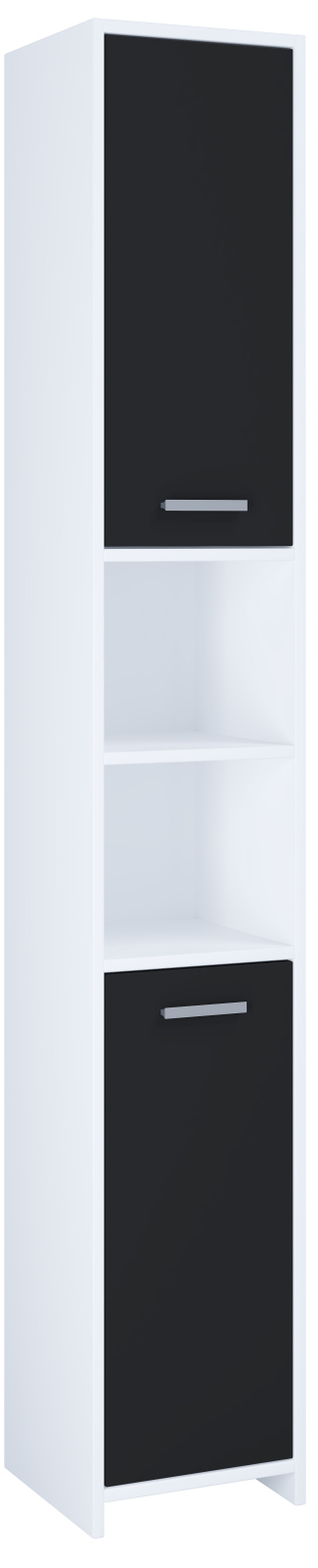 Hochschrank ZALO L - weiß-schwarz - 180 cm