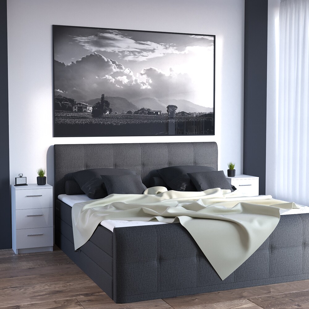 VICCO Nachtkommode Boxspringbett 2er Set 66cm hoch Nachtschrank Nachttisch Kommode weiß hochglanz