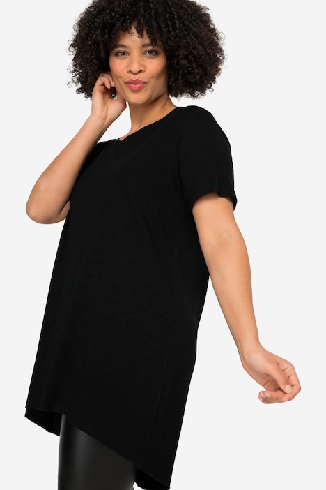 Longshirt, Rundhals, Halbarm, gerundeter Saum