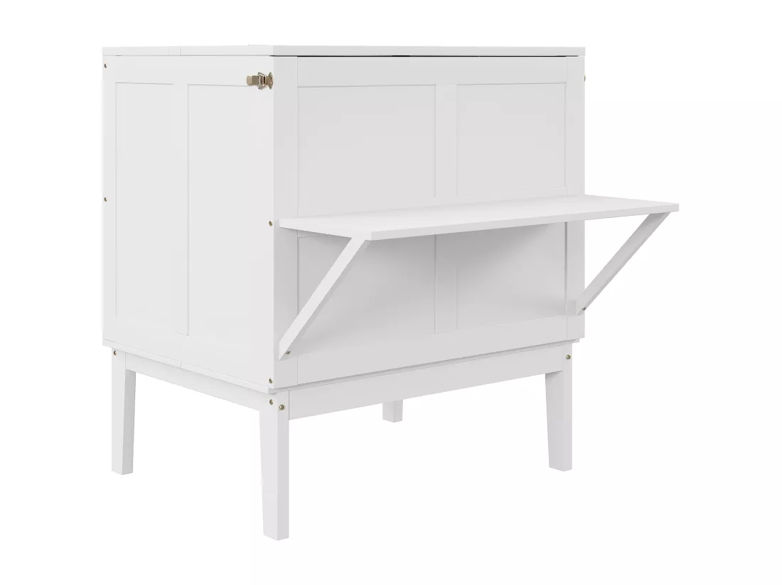 Lit escamotable vertical 90 x 200 cm avec sommier à lattes, contreplaqué + MDF, blanc (sans matelas)