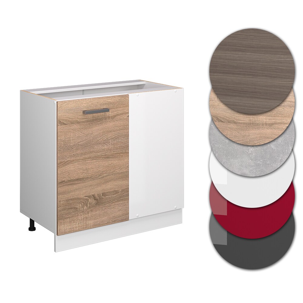 Vicco Eckunterschrank Küchenschrank Küchenzeile R-Line 86 cm Weiß Sonoma Tür