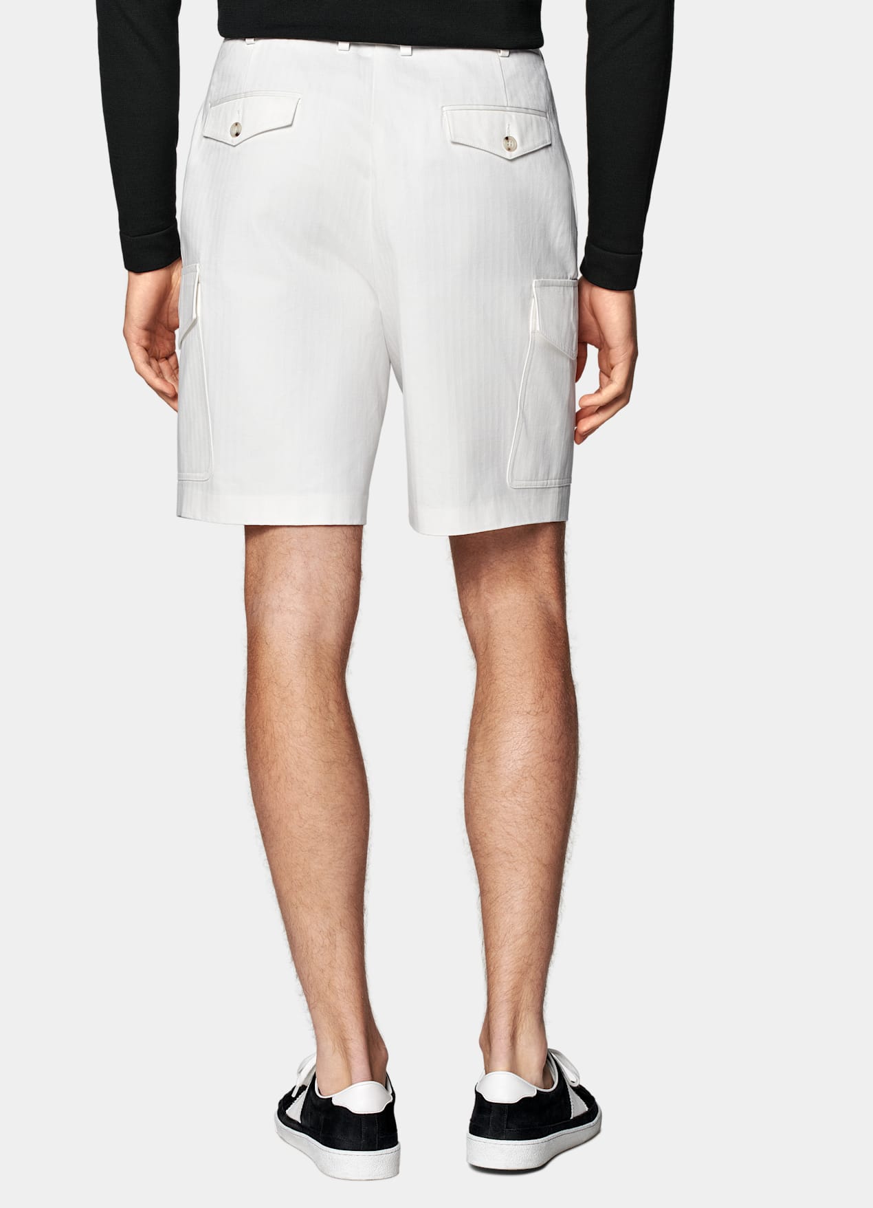 Short Slim Leg blanc à chevrons