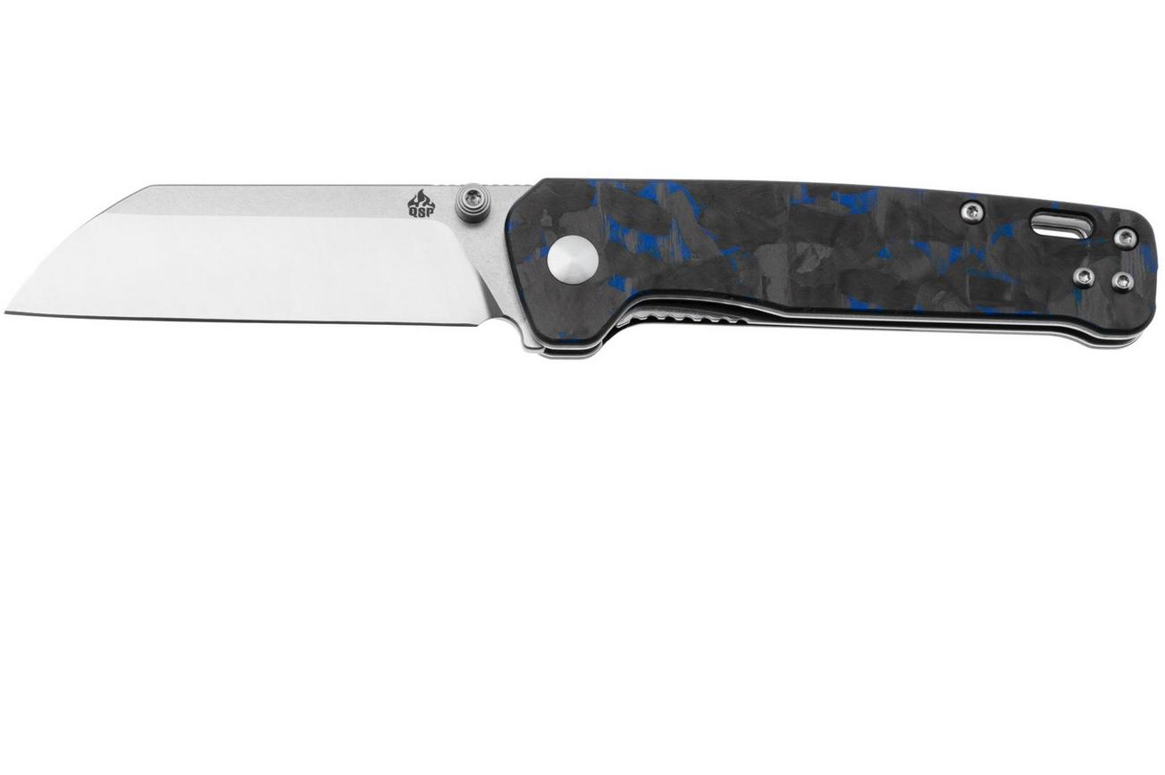 QSP Knife Penguin V2 QS130V2-E1 Two-Tone D2, G10 Shredded Carbon Overlay, zakmes