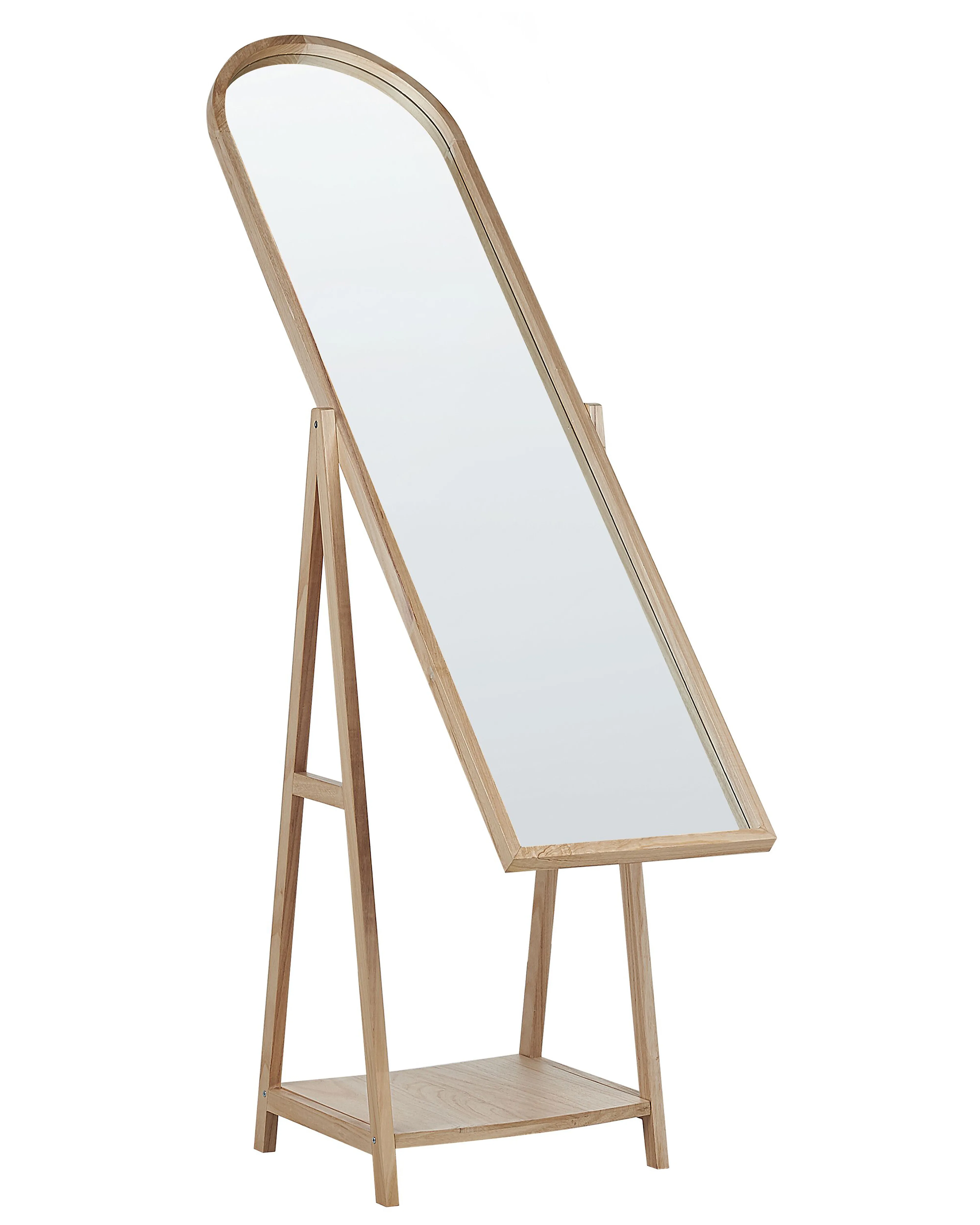 Staande spiegel met schap CHAMBERY 170 cm Paulowniahout Lichtbruin
