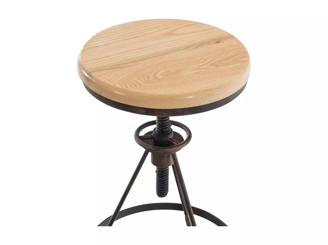 Lot de 2 Tabouret de bar - Métal & Noir - Bronze - Karla