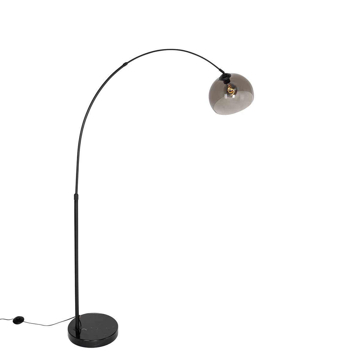Moderne booglamp zwart met smoke glas - Arc