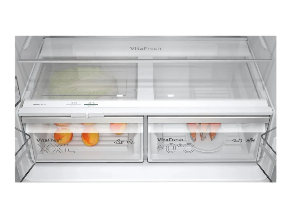Bosch Serie | 6 KFN96APEA - Køleskab/fryser - bund-fryser - bredde: 91 cm - dybde: 73.1 cm - højde: 183 cm - 605 liter - Klasse E - metalsølv