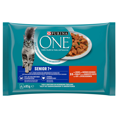 Purina One Senior +7 mit Huhn & grünen Bohnen 4x85g