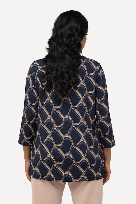 Slinkyshirt, Wellen, Classic, V-Ausschnitt, 3/4-Arm