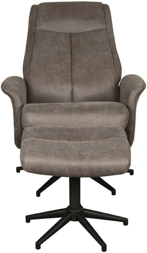 Relaxfauteuil met hocker Taupe Micro Suede CH-73.011 Bergen B77 x D76 x H105 cm