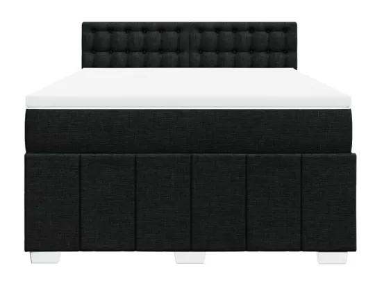 Sommier à lattes de lit avec matelas Noir 160x200 cm Tissu