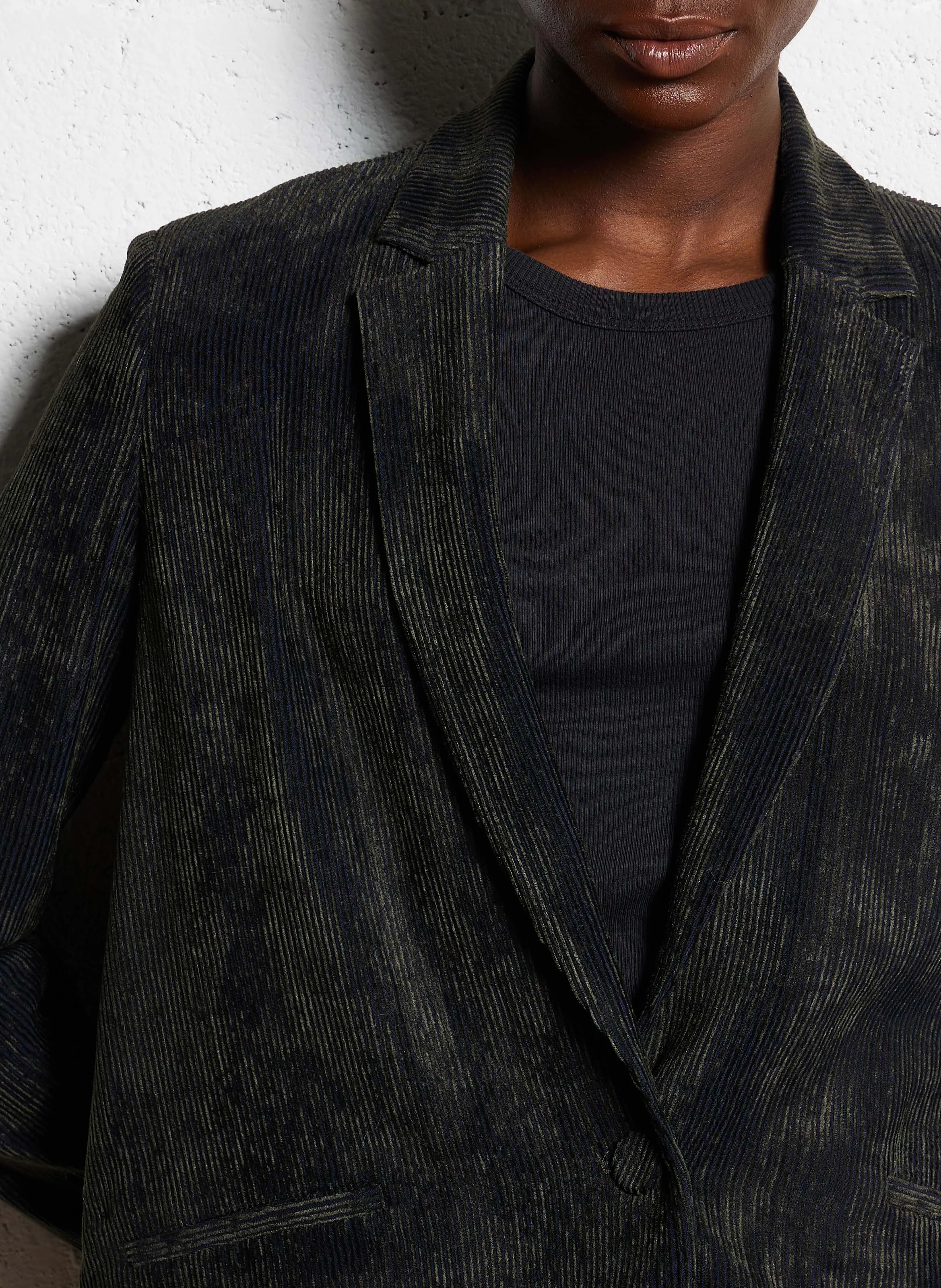 HINATA - Blazer col tailleur en velours côtelé | Gris