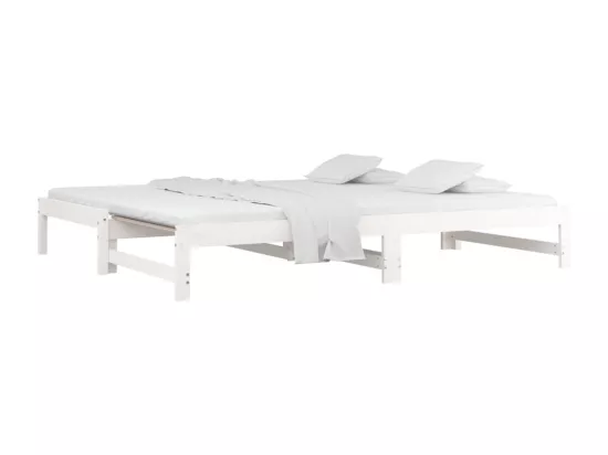 Lit coulissant Blanc 2x(90x200) cm Bois de pin massif