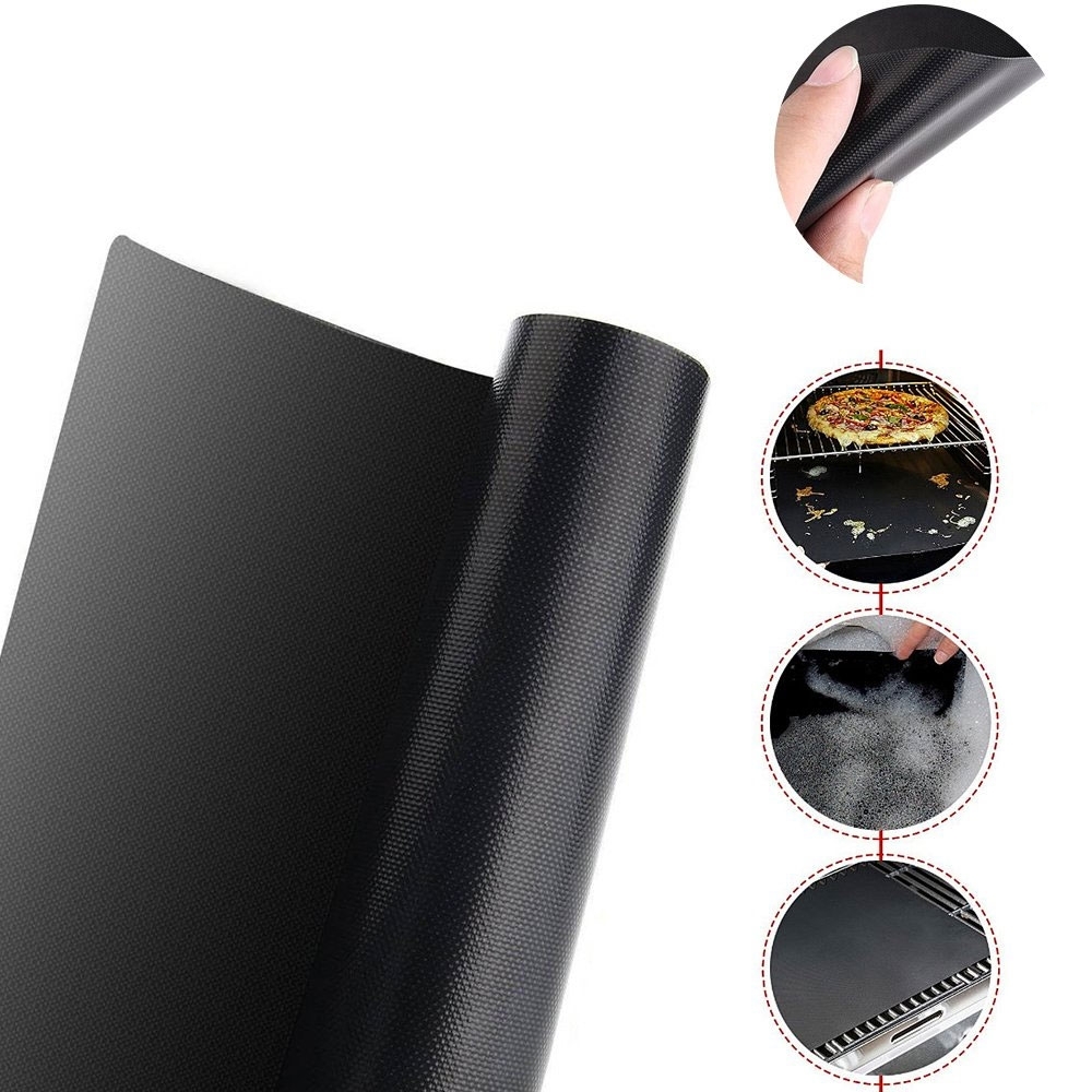 (6er Set) 34x24cm Anti-Haft Backpapier Wiederverwendbare Matte für Grill / Backofen - Schwarz