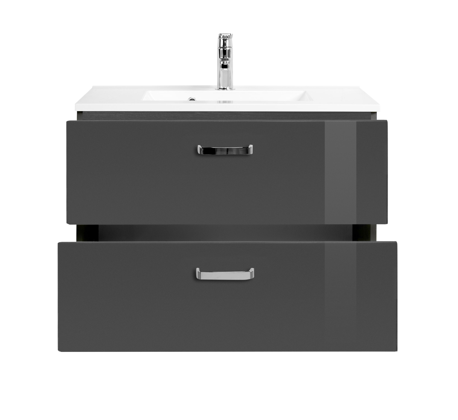 2-teiliges Badmöbel-Set BOLOGNA - grau Hochglanz-grafitgrau - 80 cm breit