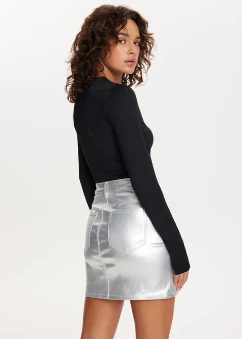 T-shirt cropped clean zwart (ZWART)