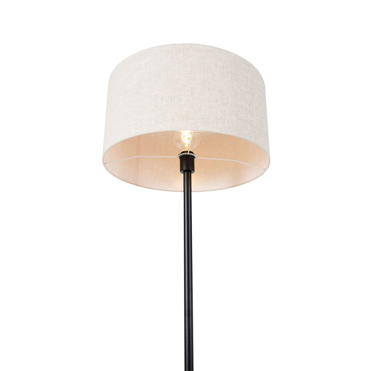 Vloerlamp zwart met kap lichtgrijs 50 cm - Simplo