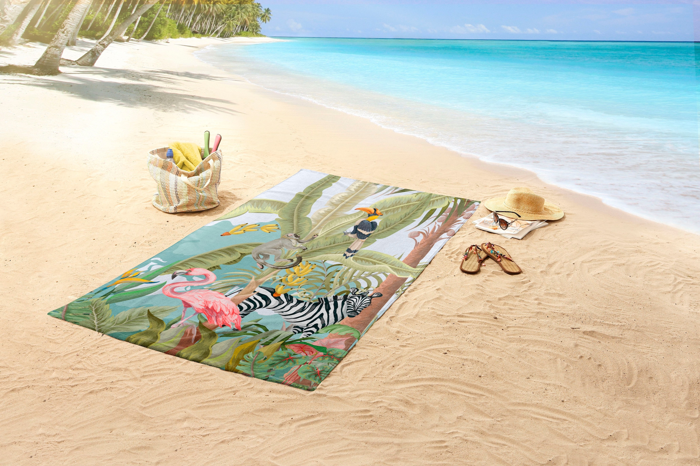 good morning Strandtuch »Jungle party« Mikrofaser, 75x150, Schnelltrocknend, Sommer, Strand, Kind, dschungel