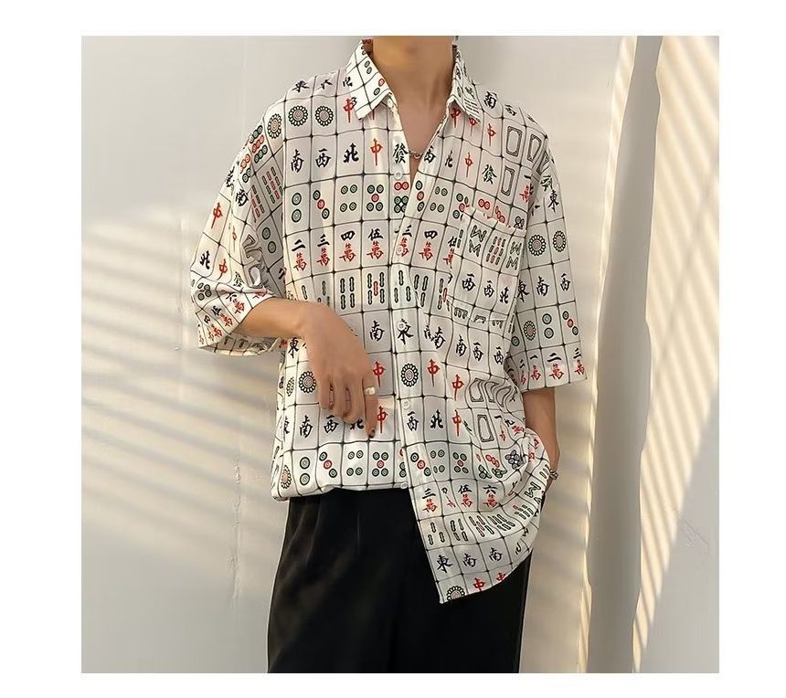 jaywoon - Mahjong-shirt met korte mouwen en print