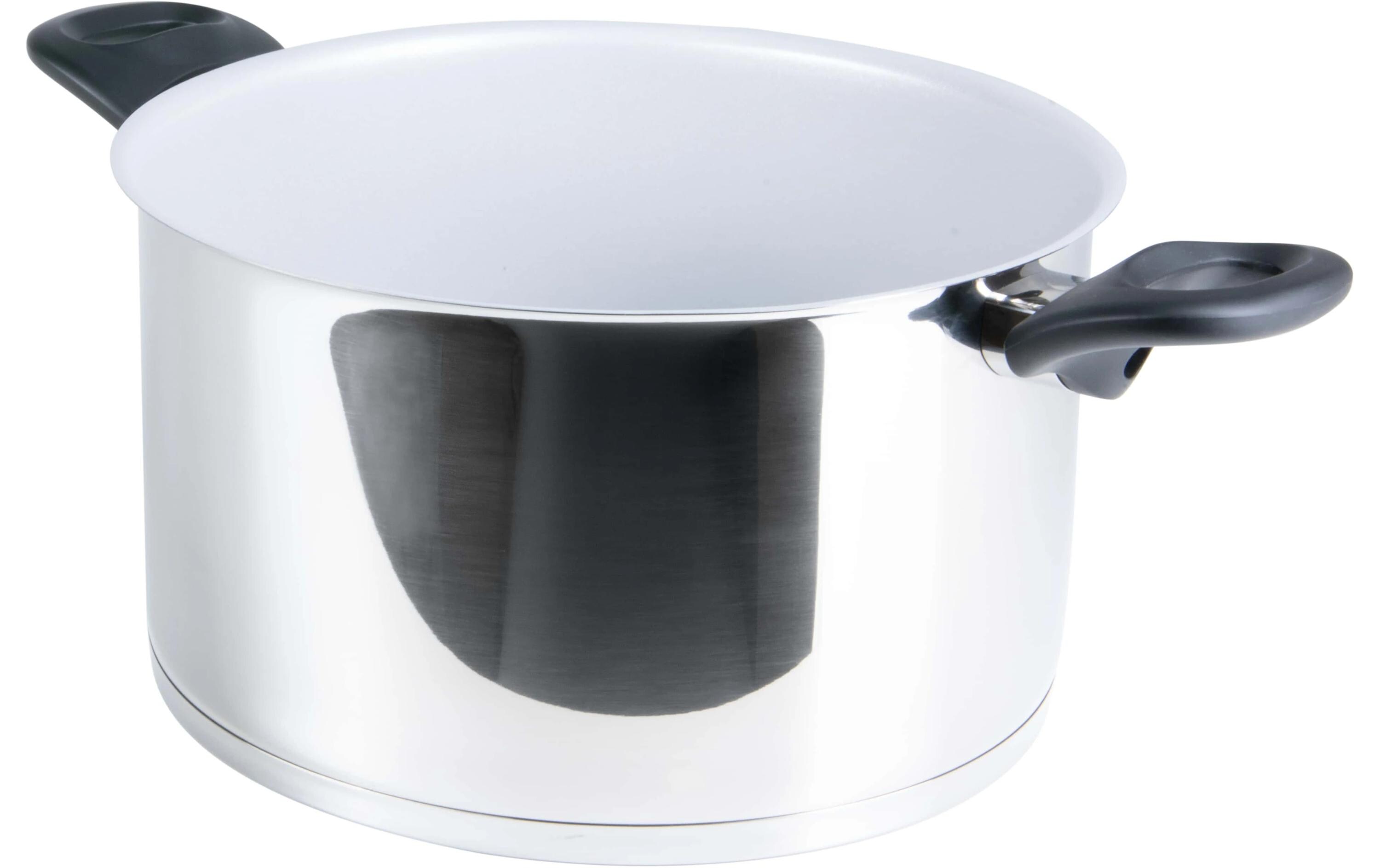 Cerafit Steel Kochtopf Set, 2-teilig 24 cmCerafit Steel Pfanne Edelstahl-Keramik Antihaft-Pfanne, Induktion, abnehmbarer Griff