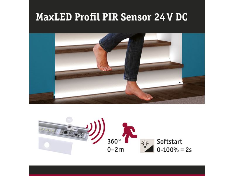 Paulmann Dämmerungssensor MaxLED für Profil, 144 W Profilsensor Night PIR