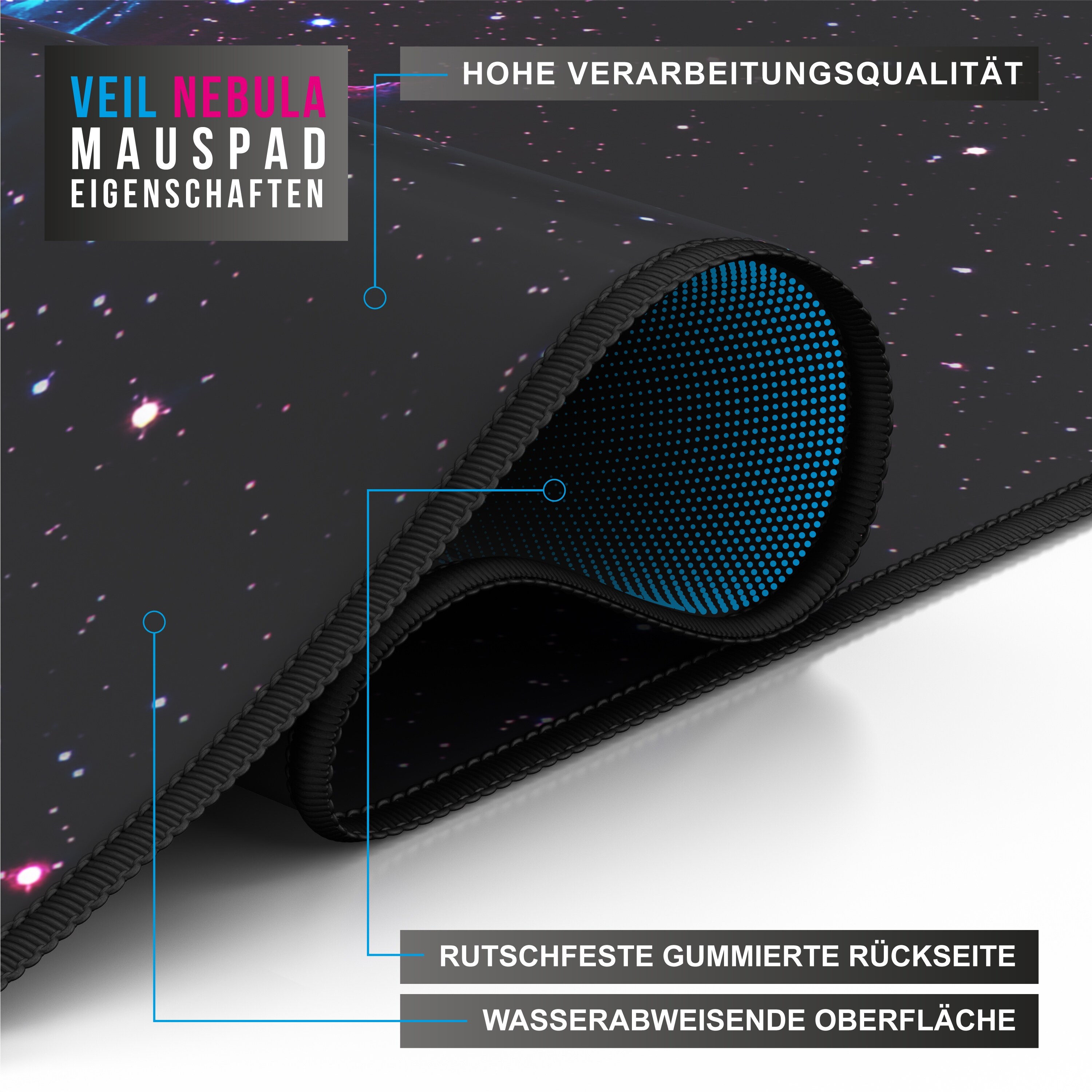 CSL Gaming Mauspad, XXL, Mousepad, 900 x 400 x 3 mm, Tischunterlage, abwaschbar, Galaxie Speed