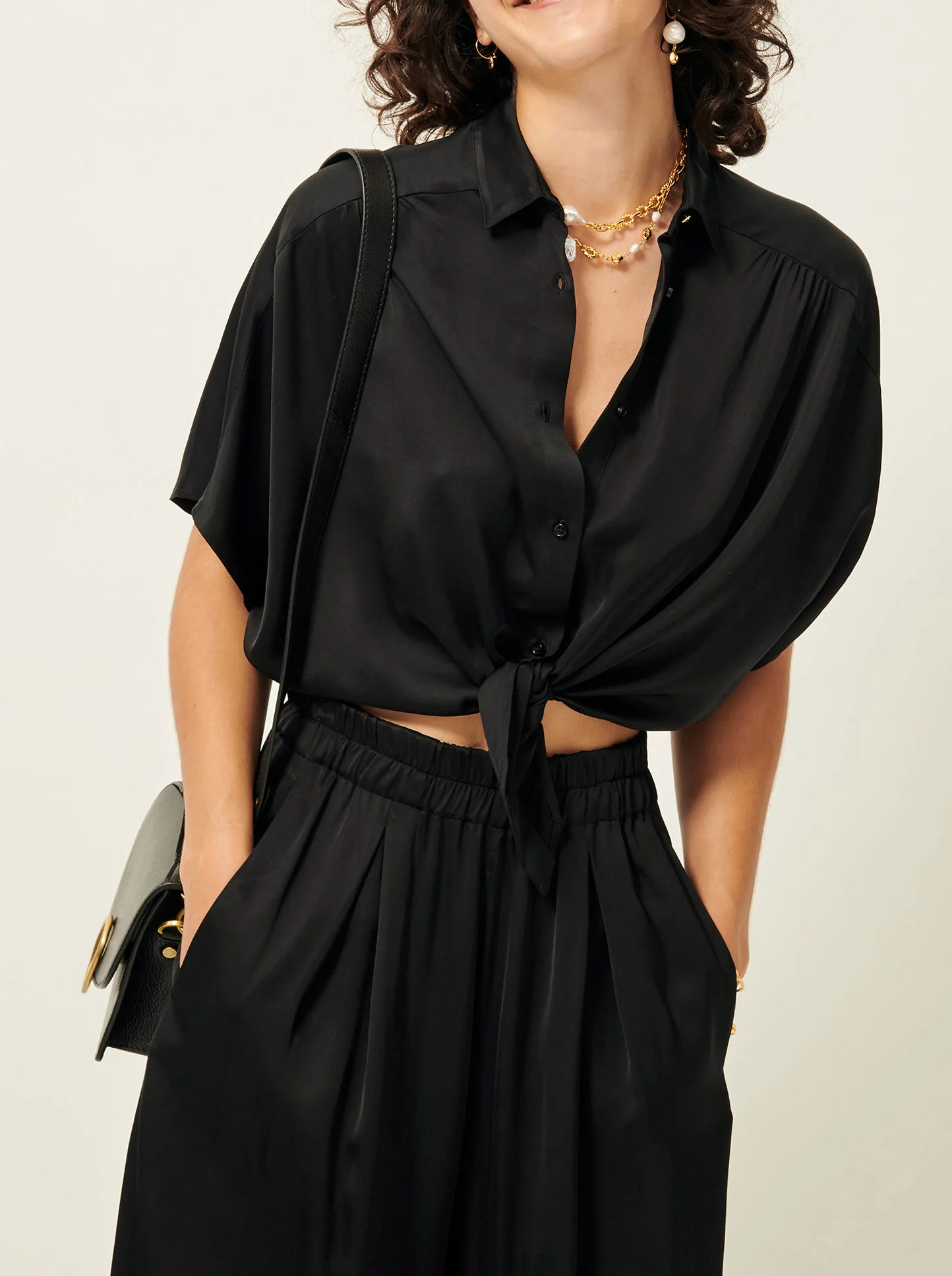 ALFASSA NIGHT - Chemise droite col classique | Noir