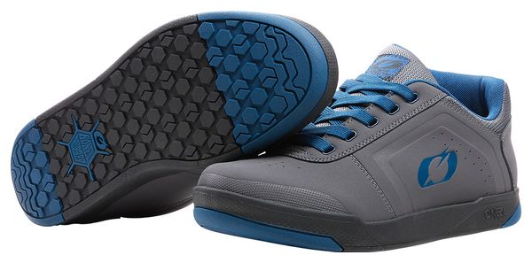 Paire de Chaussures VTT O'Neal PINNED PRO FLAT Pedal V.22 Gris/Bleu