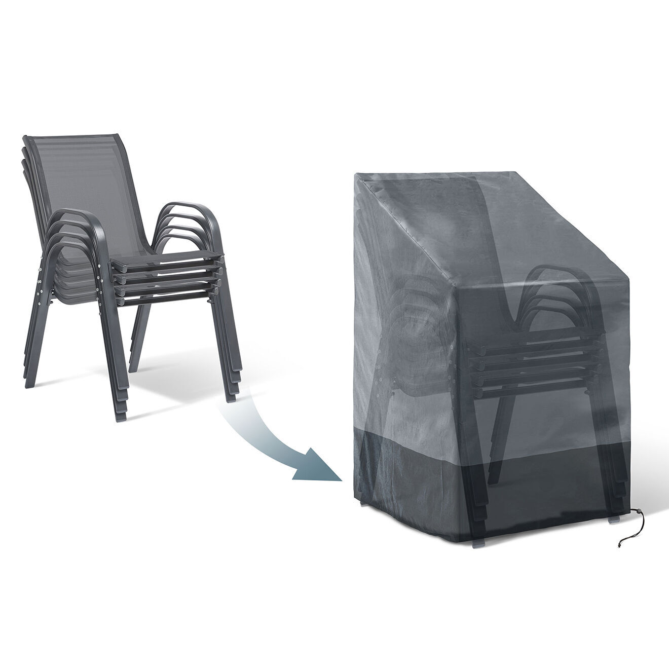 Pratik Garden Housse de protection pour chaises empilables gris/noir - 70x70x120 cm