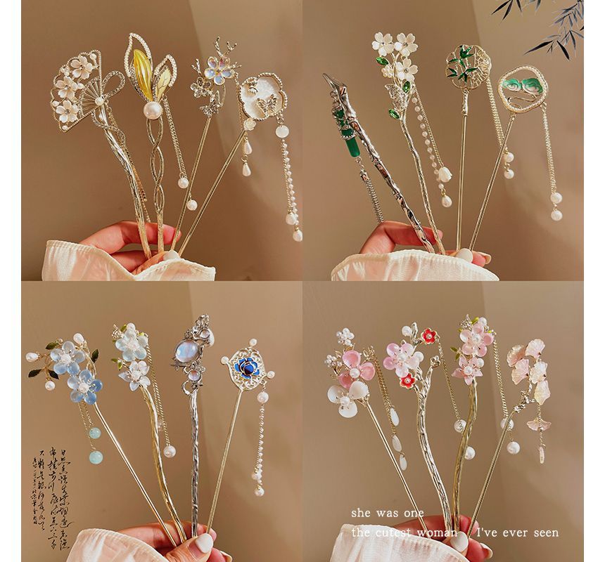 Rodiv - Bloemen acryl legering haarspeld (verschillende designs)