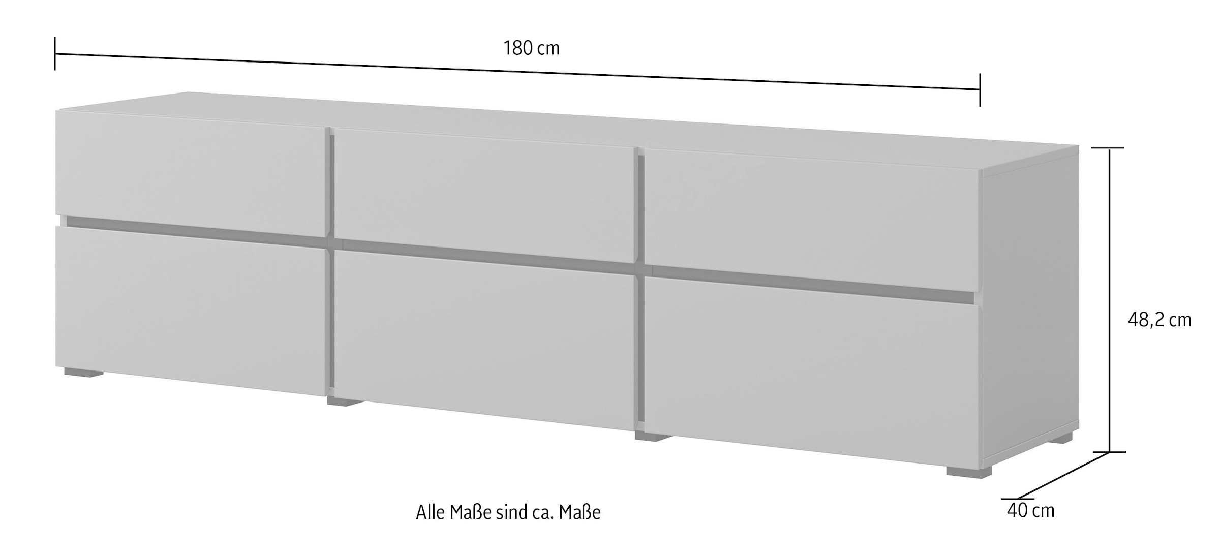 INOSIGN Lowboard »Cross, moderne grifflose TV-Kommode,3 Klappen/3 Schubkästen« Breite 180 cm, TV-Schrank mit viel Stauraum, TV-Board