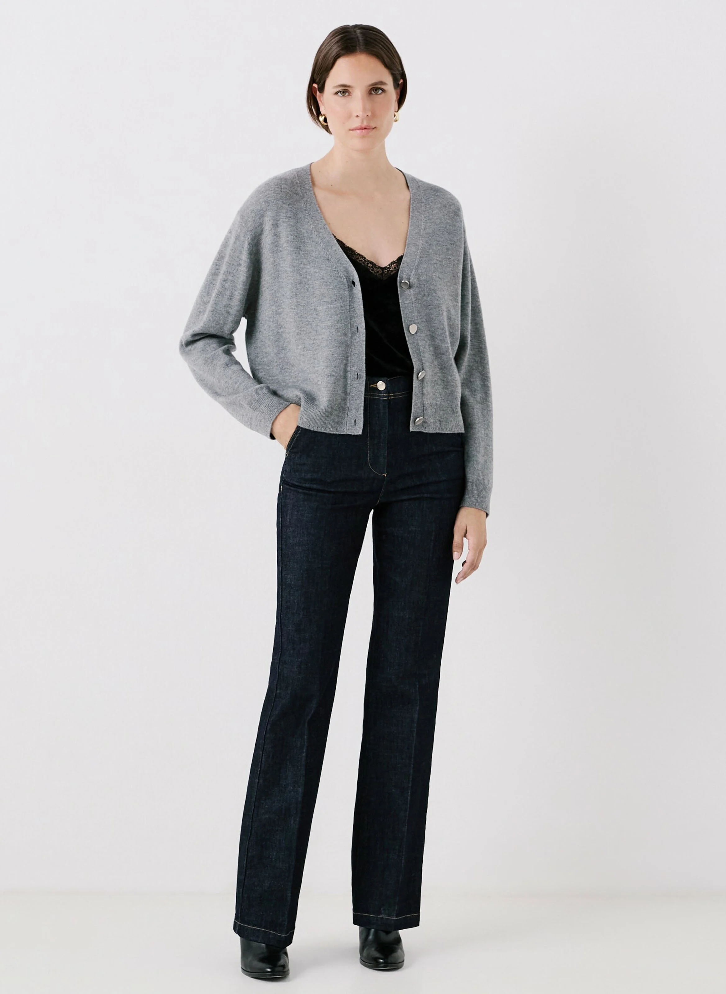 MLILOU - Gilet ample col V en laine | Gris