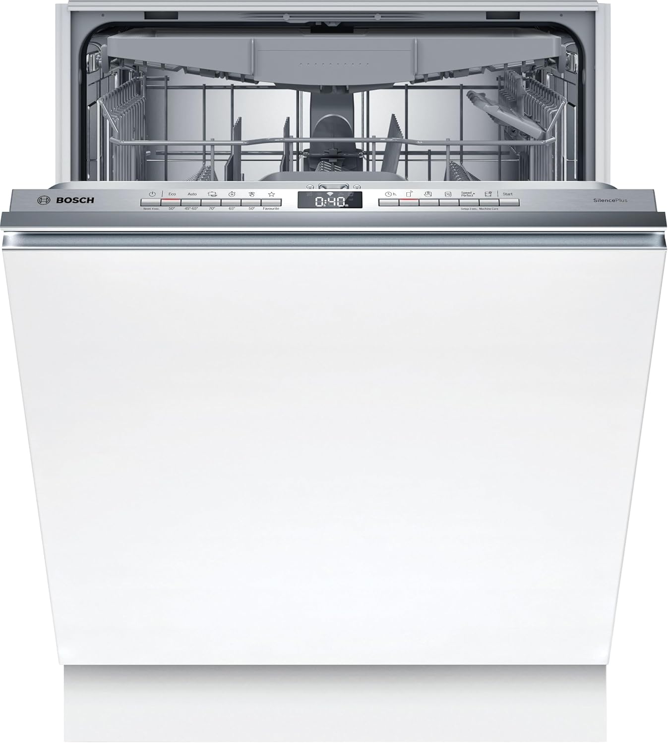 Bosch SBV4EVX08E, Serie 4, Smarter XXL-Geschirrspüler Vollintegriert 60 cm, Besteckschublade, Spülmaschine mit Programmassistent, sehr Leise, Rackmatic, Automatische Türöffnung, InfoLight, AquaStop