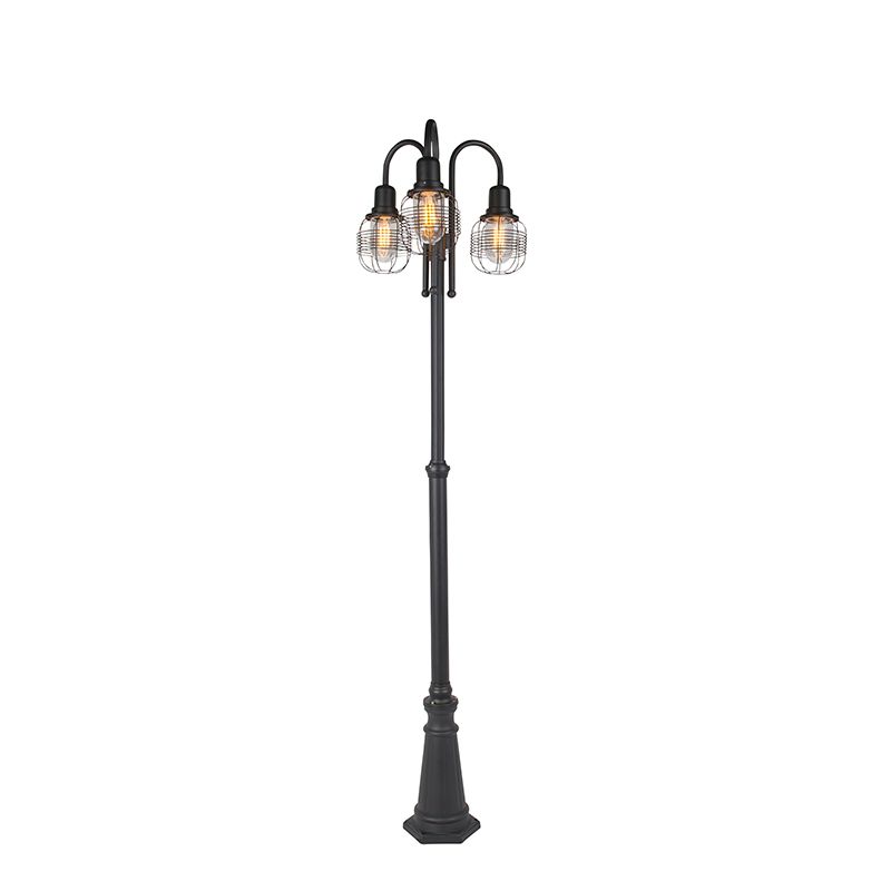 Landelijke buitenlamp zwart 3-lichts IP44 - Guardado