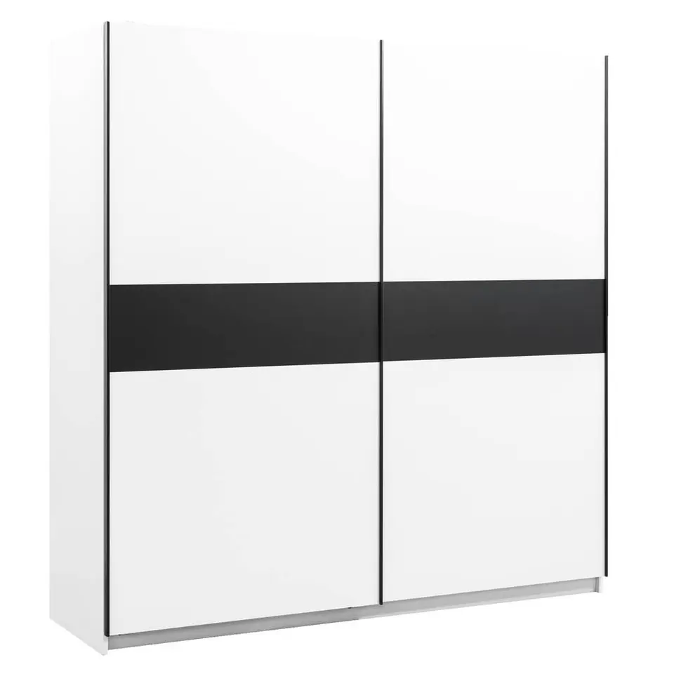 Schuifdeurkast Genua - wit/antraciet - 204x200x60 cm