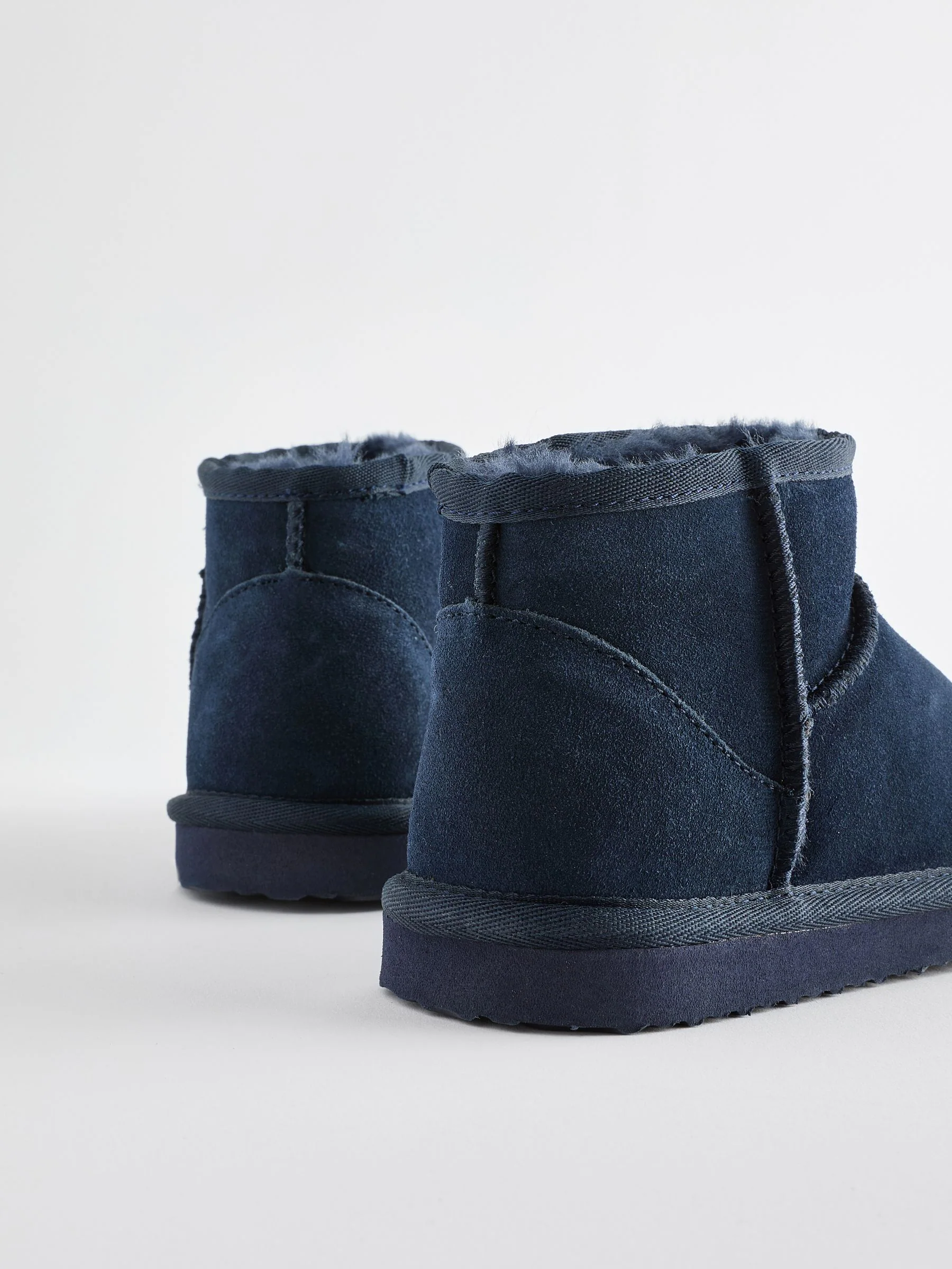 Donkerblauw - Suède enkellaarsjes met warme voering