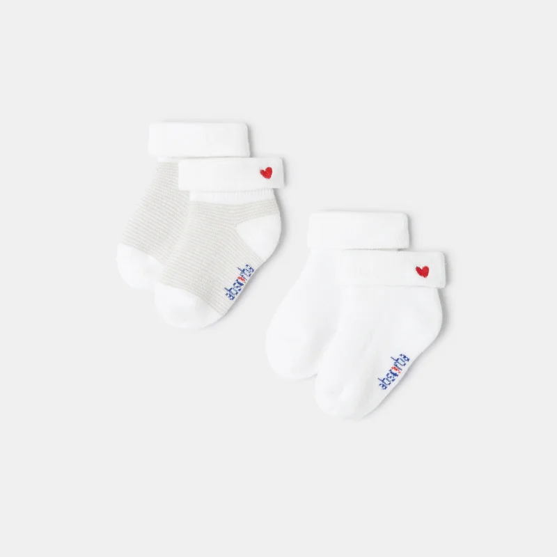 Lot de 2 paires de chaussettes en tricot bouclette beige naissance Absorba Beige