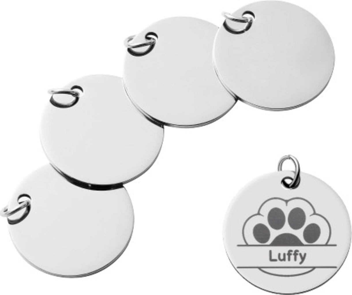 Bambu Lab  Round Stainless Steel Tag, Large    Personalisierbarer Edelstahlanhänger - für Mensch, Tier & Schlüsselbund