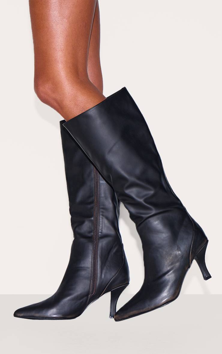 Bottes Hautes À Talons Aiguilles Pointues En Synthétiquecuir Bruni Coupe Large