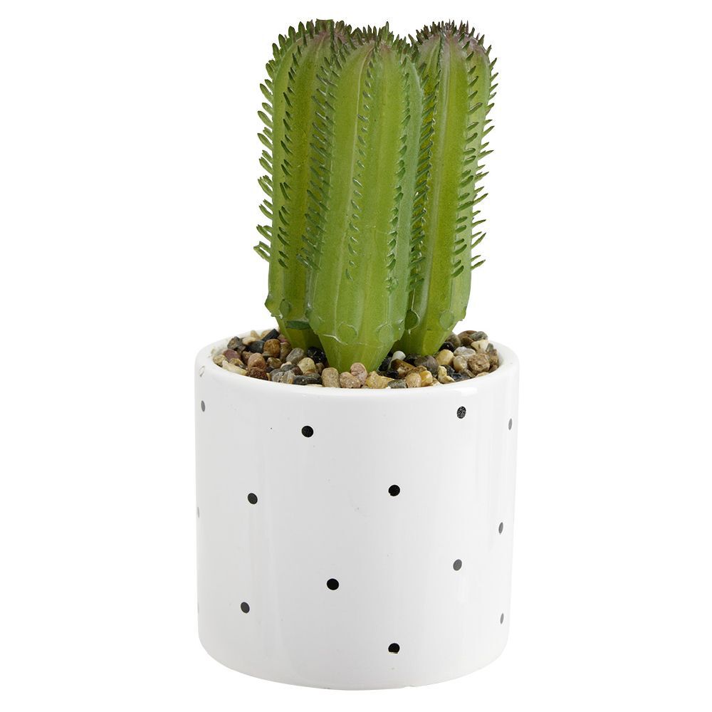Cactus artificiel pot à pois Ø7xH10,5cm