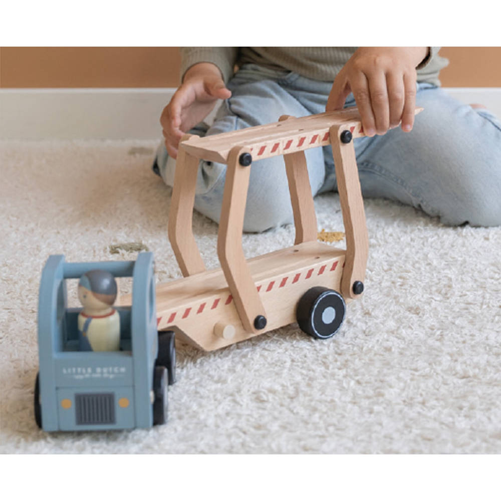 Little Dutch houten truck met oplegger + 4 auto's
