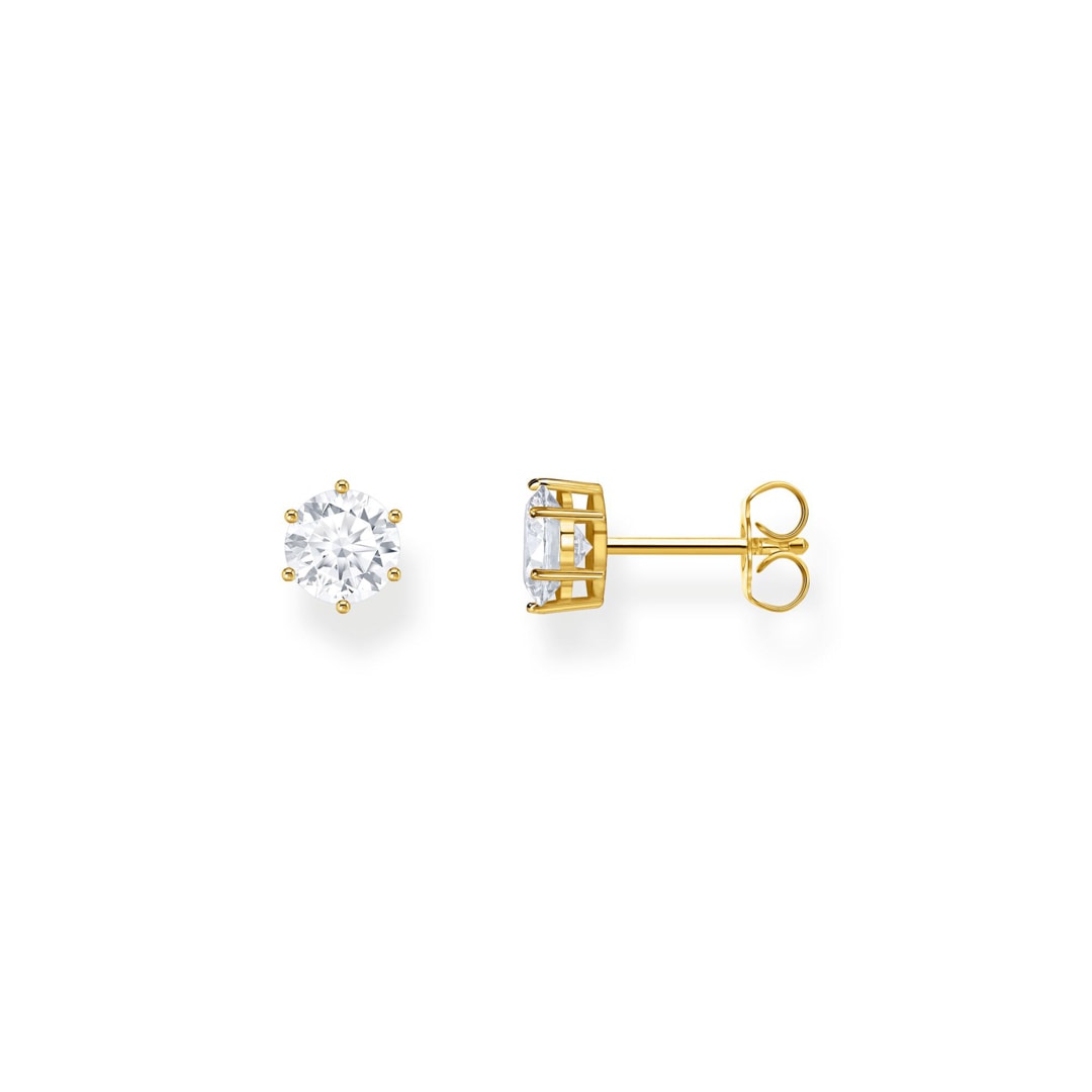 Thomas Sabo Ohrstecker mit weissem Stein im Brillantschliff vergoldet