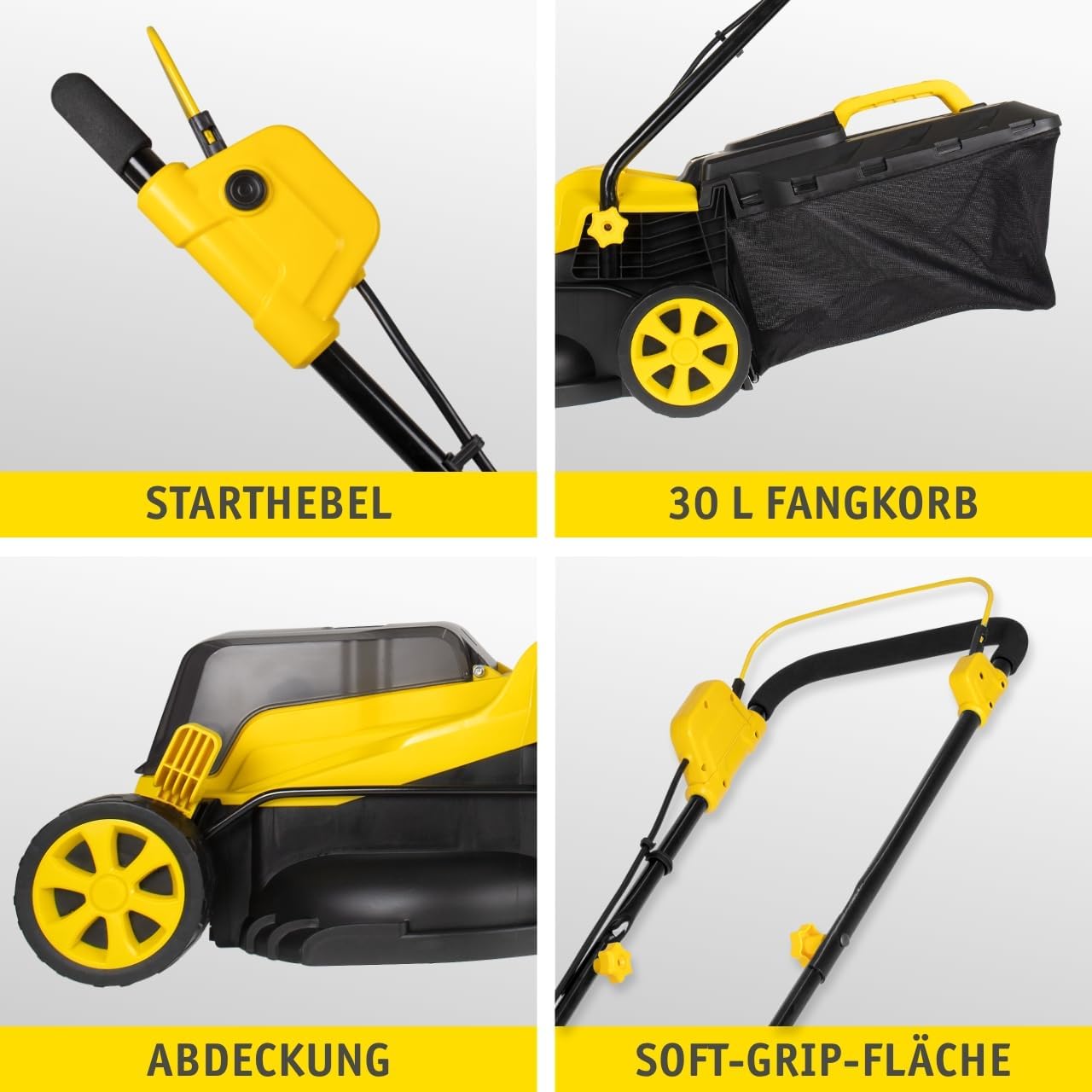 Akku-Rasenmäher 20V mit 2X Akkus & Ladegerät | 320mm Schnittbreite | Höhenverstellbar (25-65mm) | 30L Grasfangkorb | Ergonomischer Handgriff | Schnellladung in 60-90 Min | Leicht & Wendig