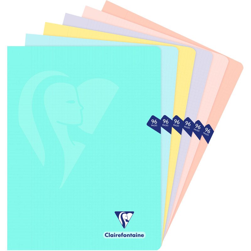 Cahier piqué Clairefontaine Mimesys Pastel 24 x 32 cm petits carreaux 96 pages