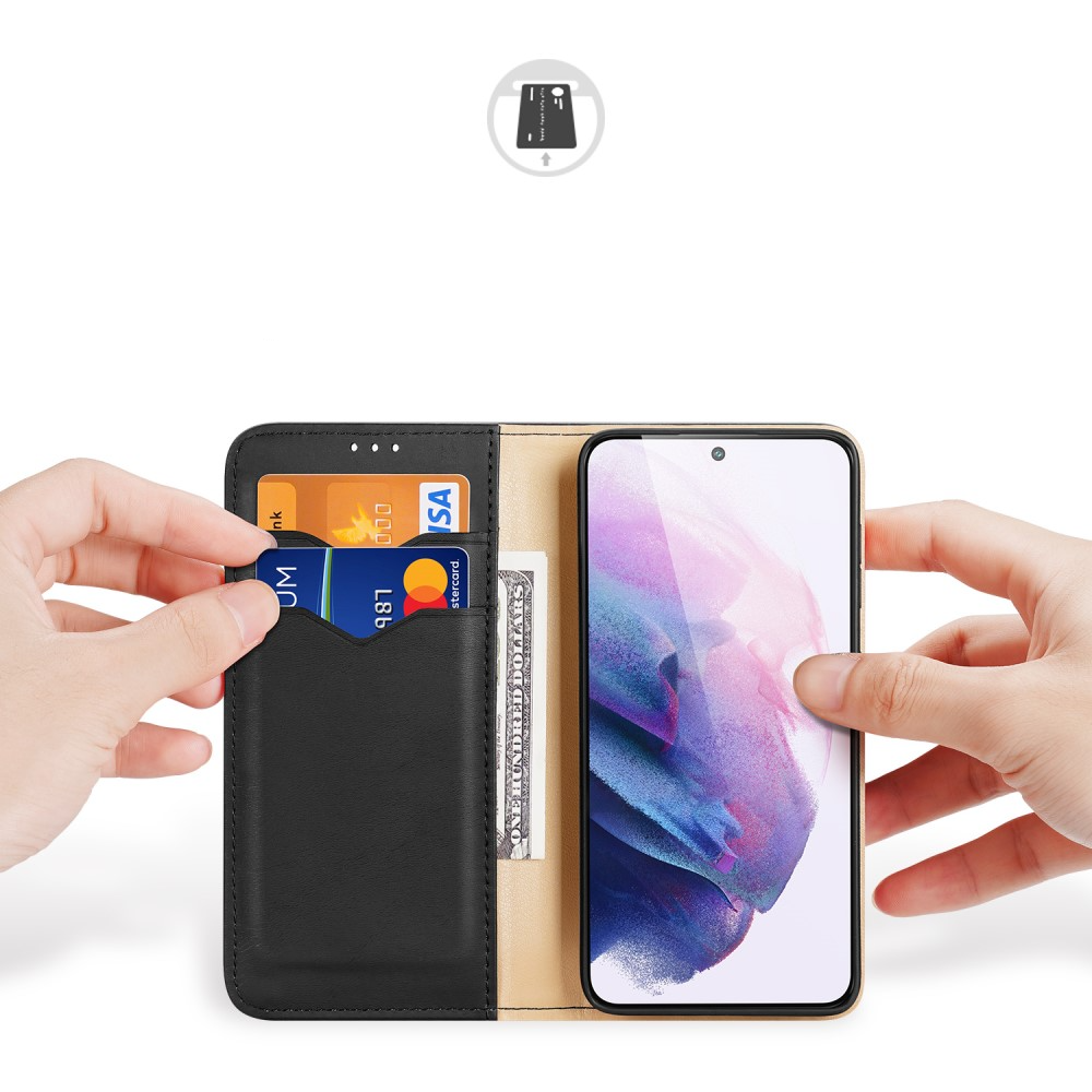 Samsung Galaxy S22 5G Flip Wallet Cover Echtleder Tasche (RFID Schutz) - Schwarz