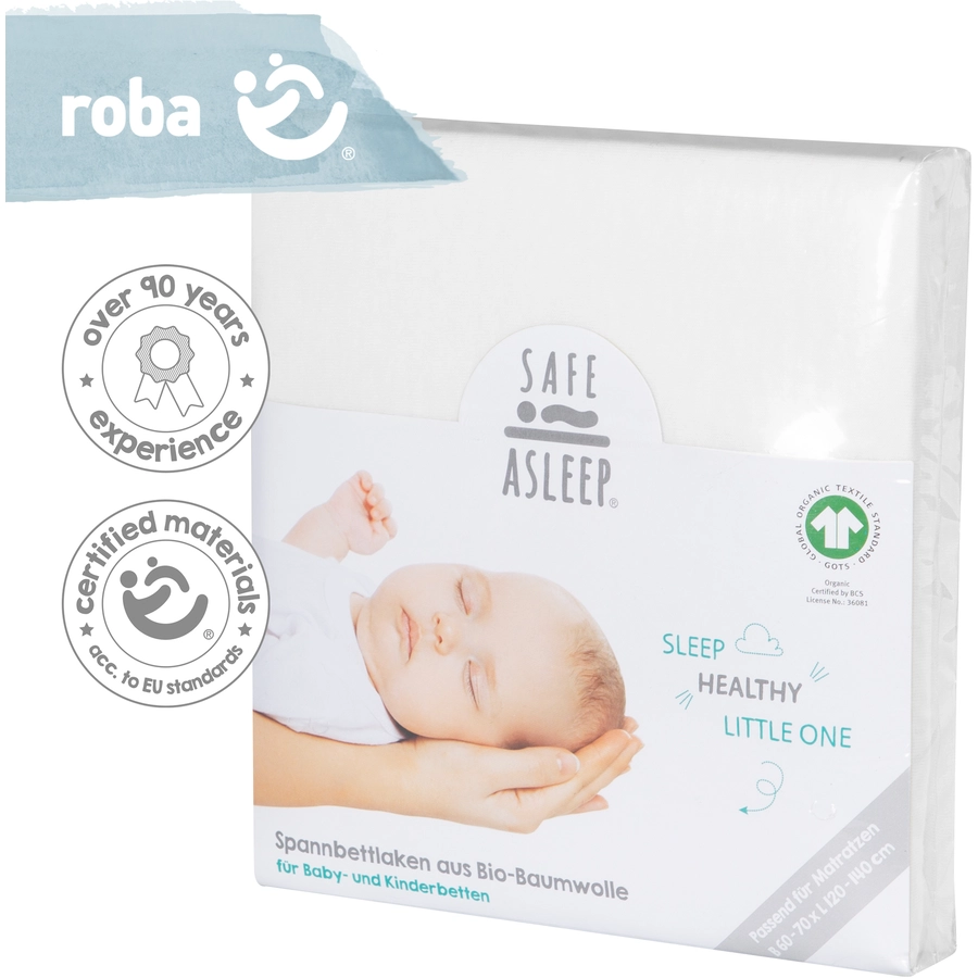roba Spannbettlaken Jersey safe asleep® weiß 70x140 cm 60x120 cm