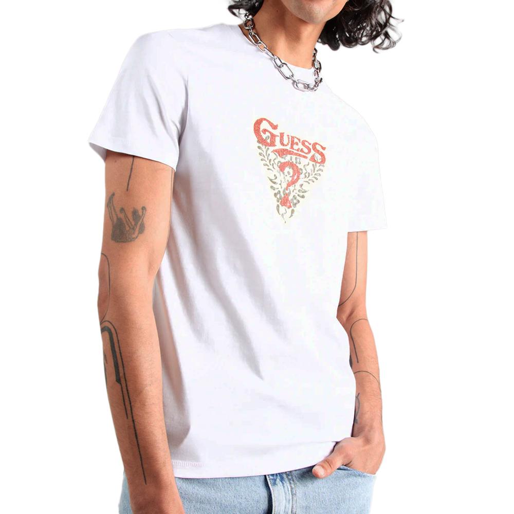 Guess T-shirt Blanc Homme Guess Abstract